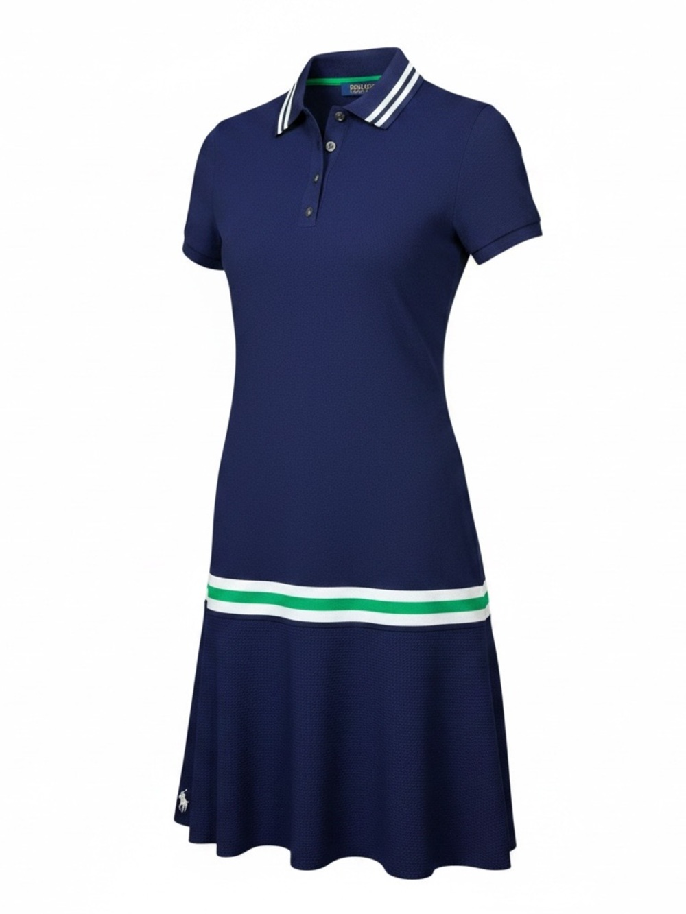 Ralph Lauren Navy Polo Dress with Green and White Stripe - Picture 8 of 16